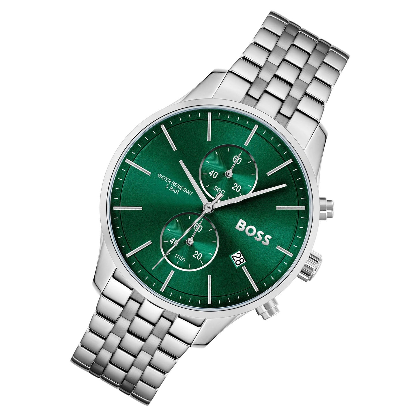Hugo Boss Stainless Steel Green Dial Chronograph Men's Watch - 1513975