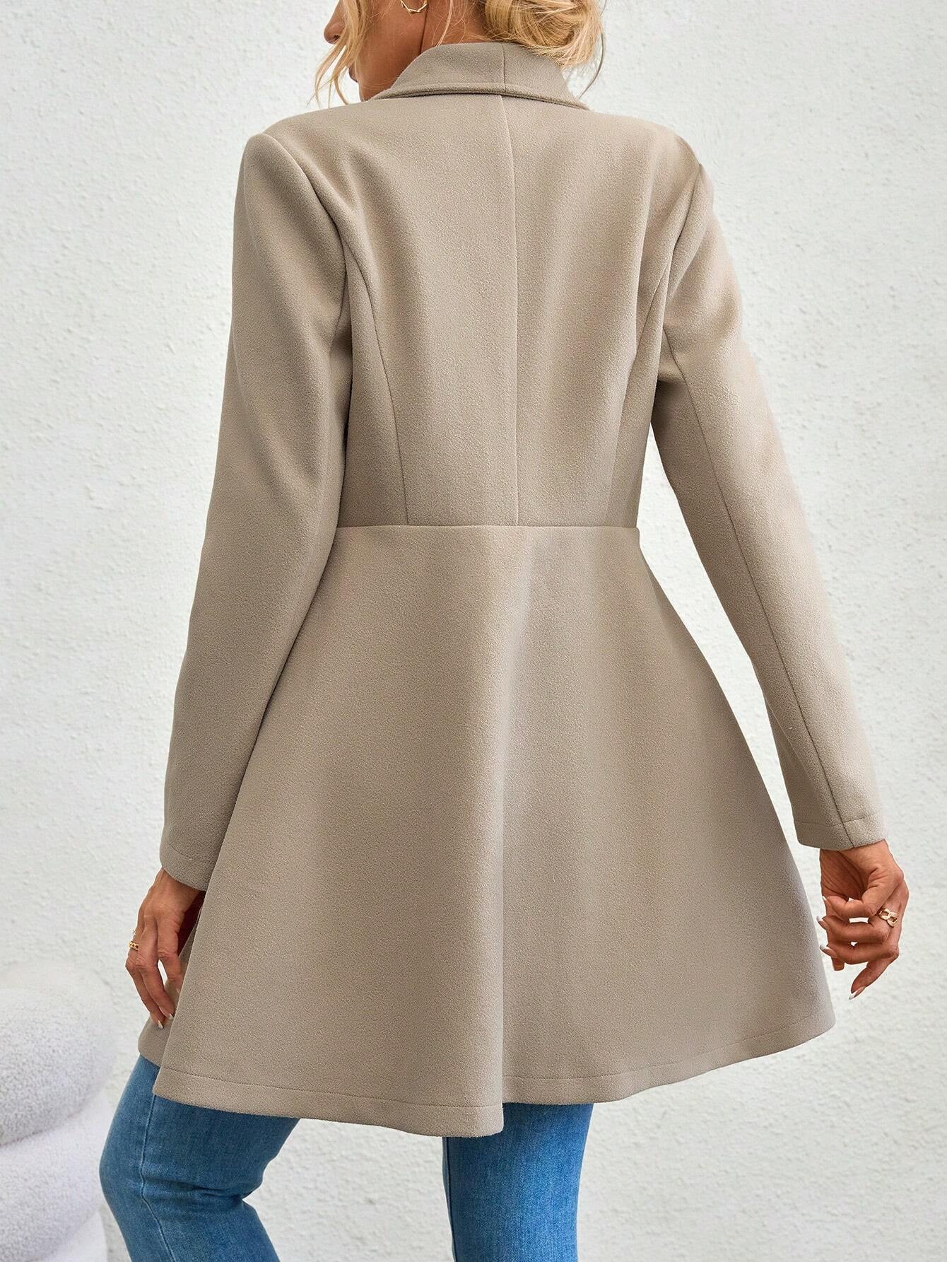 SHEIN RaffinéA Waterfall Collar Double Button Overcoat