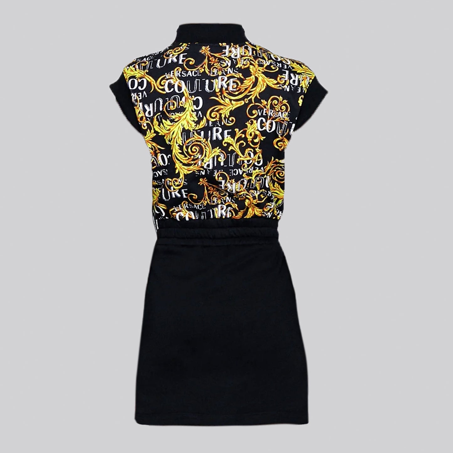Vestido Negro Versace Couture Print Logo Couture