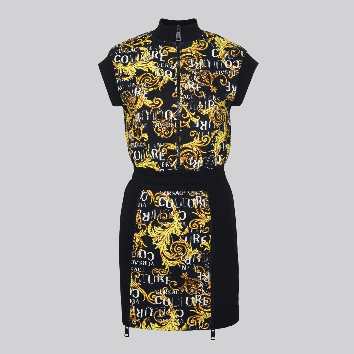 Vestido Negro Versace Couture Print Logo Couture