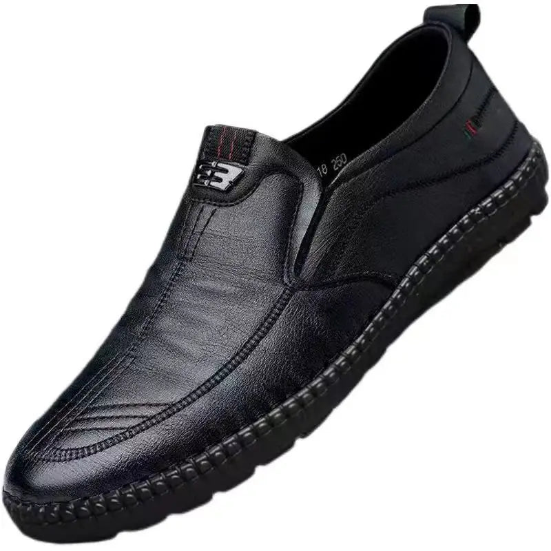 Men's Leather Loafers Non Slip Walking Flats Breathable Casual Shoes Sneakers