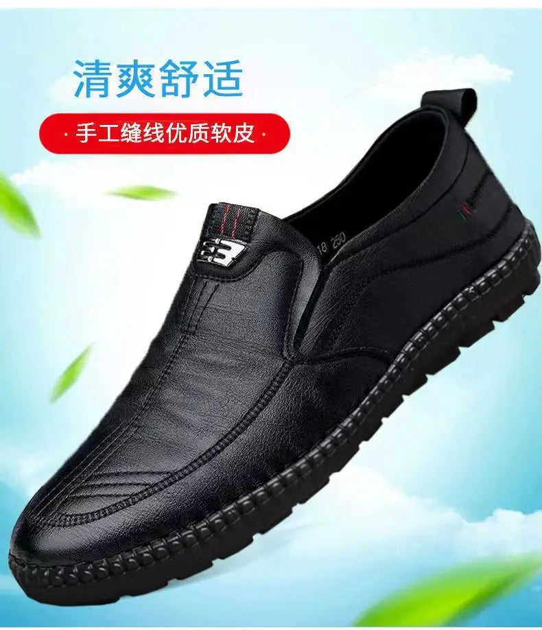 Men's Leather Loafers Non Slip Walking Flats Breathable Casual Shoes Sneakers