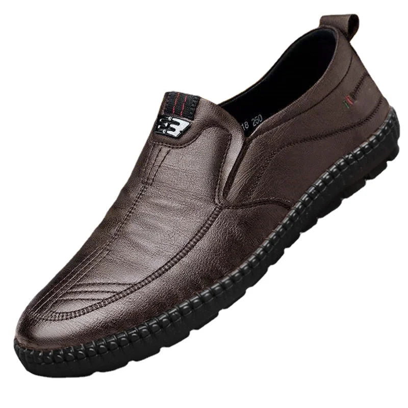 Men's Leather Loafers Non Slip Walking Flats Breathable Casual Shoes Sneakers