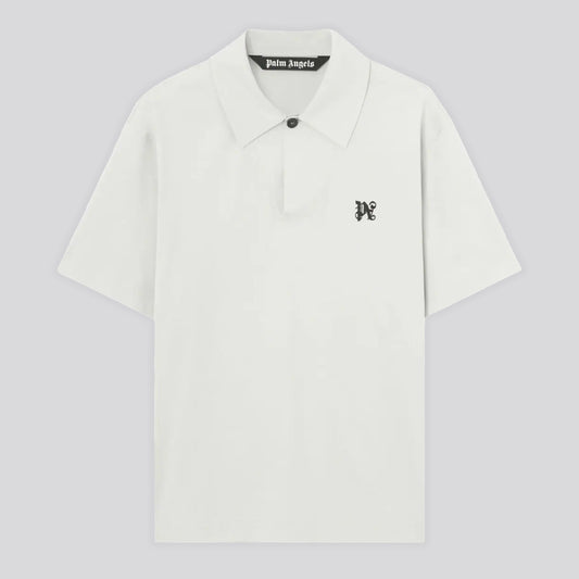 Camiseta Tipo Polo Gris Palm Angels PA 1 Button