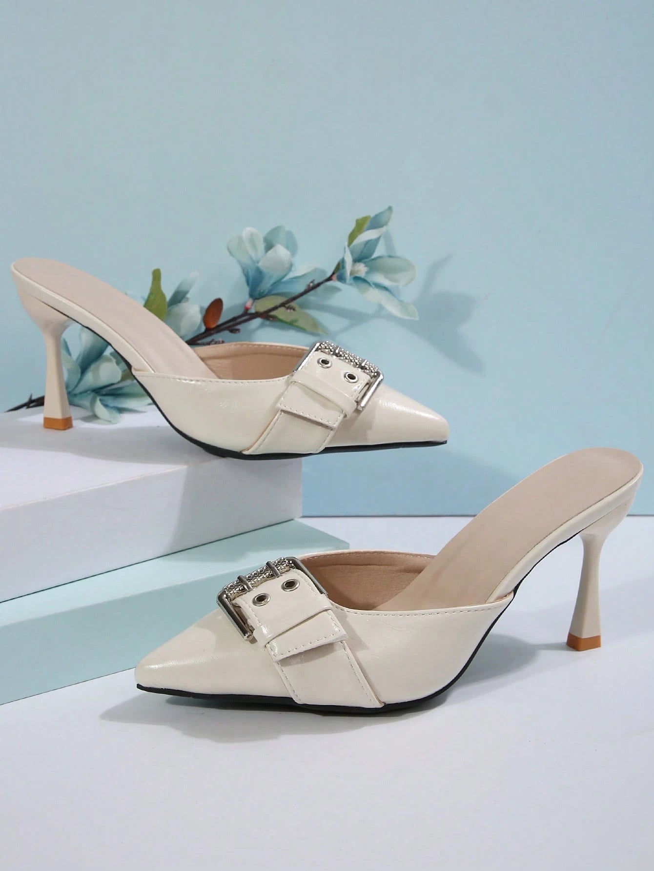 2024 Early Autumn New Pointed Toe Thin Heel Leopard Print Bow Decor Mid-Heel Mule Sandals, European & American Fashion Valentines
