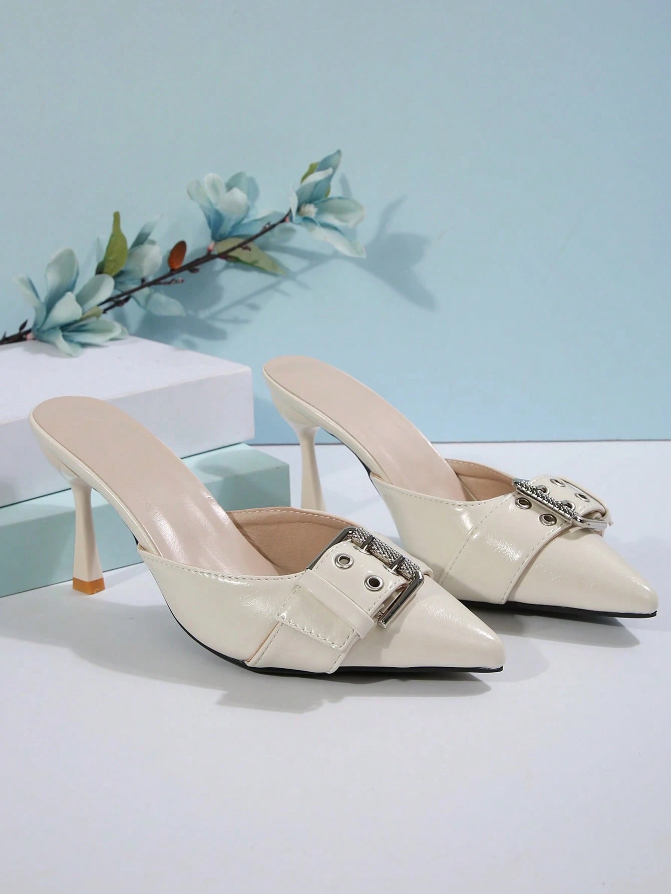 2024 Early Autumn New Pointed Toe Thin Heel Leopard Print Bow Decor Mid-Heel Mule Sandals, European & American Fashion Valentines